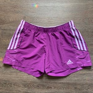Purple adidas shorts